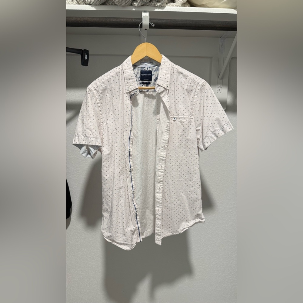 Denim and flower button down M